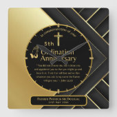 25e Pastor Priester Jubileum Cadeau Priesterwijdin Vierkante Klok (Voorkant)