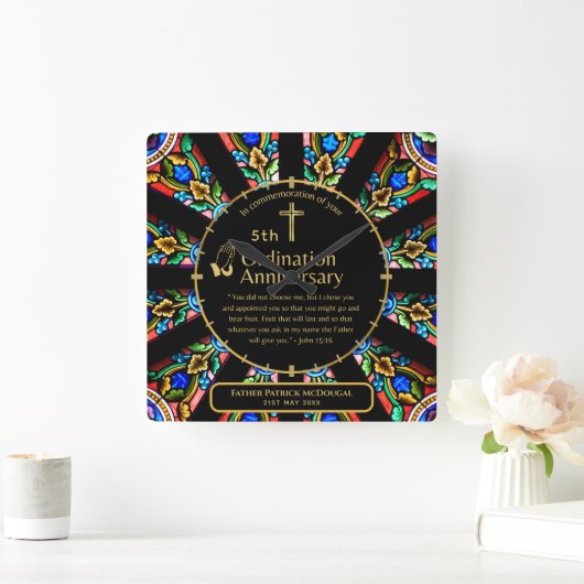 25e Pastor Priester Jubileum Cadeau Priesterwijdin Vierkante Klok (Huis)