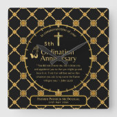 25e Pastor Priester Jubileum Cadeau Priesterwijdin Vierkante Klok (Voorkant)