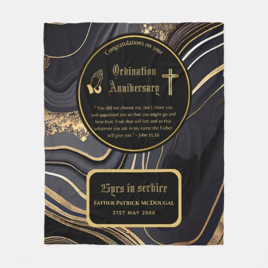 25e pastorie priester jubileum geschenk priesterwi fleece deken (Voorkant)