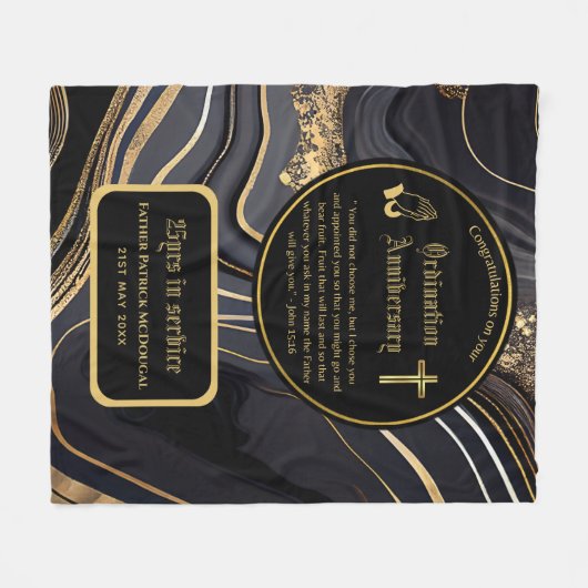 25e pastorie priester jubileum geschenk priesterwi fleece deken (Voorkant (Horizontaal))