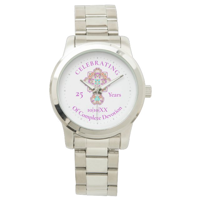 25e priesterwijding Jubileum Cadeau Horloge (Voorkant)