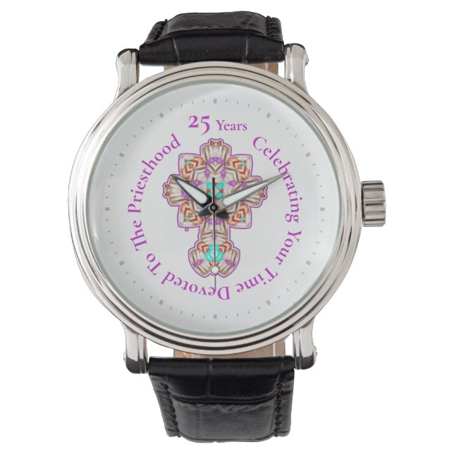 25e priesterwijding Jubileum Cadeau Horloge (Voorkant)