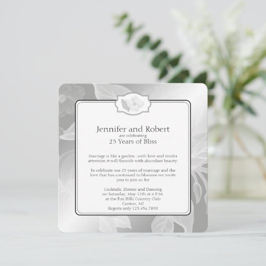 25e Roos Tuin Bruiloft Jubileum Uitnodiging (Staand voorkant)