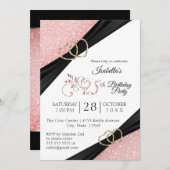 25e roze glitter en gouden hart verjaardag kaart (Voorkant / Achterkant)