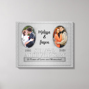 25e Silver Annivsersary Photo Collage Canvas Afdruk