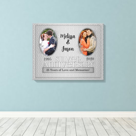25e Silver Annivsersary Photo Collage Canvas Afdruk (Insitu (Houten vloer))