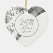 25e Silver bruiloft Jubileum Keramisch Ornament (Achterkant)