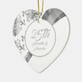 25e Silver bruiloft Jubileum Keramisch Ornament (Links)