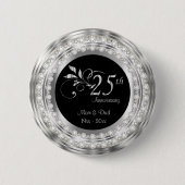 25e Silver Diamond Wedding Jubileum Ronde Button 5,7 Cm (Voorkant)