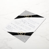 25e Silver Glitter & Gold Heart Jubileum Folie Uitnodiging (Gedraaid)