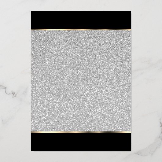 25e Silver Glitter & Gold Heart Jubileum Folie Uitnodiging (Achterkant)