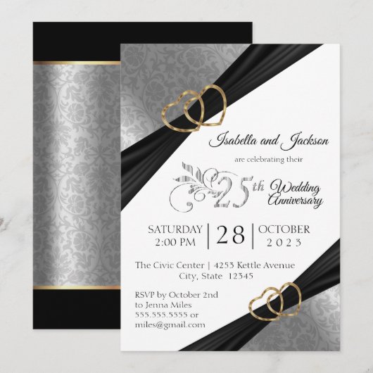 25e Silver Heart Jubileum Design Kaart (Voorkant / Achterkant)