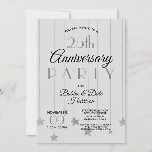 25e Silver Jubileum Custom Event Party Kaart (Voorkant)