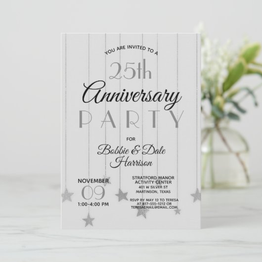 25e Silver Jubileum Custom Event Party Kaart (Staand voorkant)