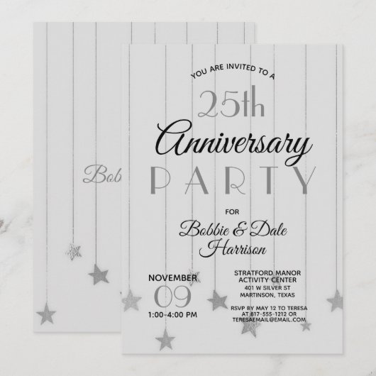 25e Silver Jubileum Custom Event Party Kaart (Voorkant / Achterkant)