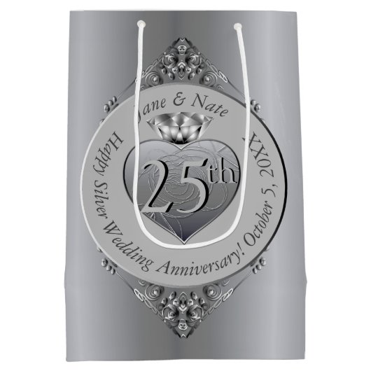25e Silver Jubileum Medium Gift Bag Cadeauzakje (Achterkant)