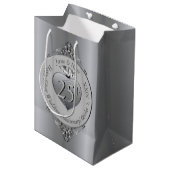 25e Silver Jubileum Medium Gift Bag Medium Cadeauzakje (Voorkant Gekanteld)