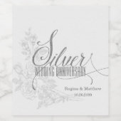 25e Silver-Jubileum met datum en Initialen Wijn Etiket (Enkel label)