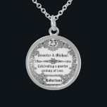 25e Silver Jubileum Monogram Sterling Zilver Ketting<br><div class="desc">25e zilveren trouwdag ketting.</div>
