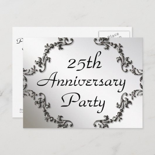 25e Silver Jubileum Party Invitation Briefkaarten (Voorkant / Achterkant)