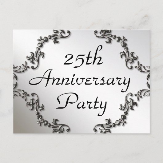 25e Silver Jubileum Party Invitation Briefkaarten (Voorkant)