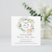 25e Silver Jubileum Rozen Greenery Garland Kaart (Staand voorkant)