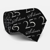 25e Silver Jubileum Silver en Black Stropdas (Opgerold)