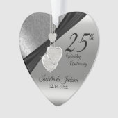 25e Silver Metallic Wedding Jubileum Keepomwille Ornament (voorkant)