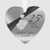 25e Silver Metallic Wedding Jubileum Keepomwille Ornament (voorkant)