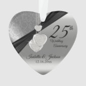 25e Silver Metallic Wedding Jubileum Keepomwille Ornament (achterkant)