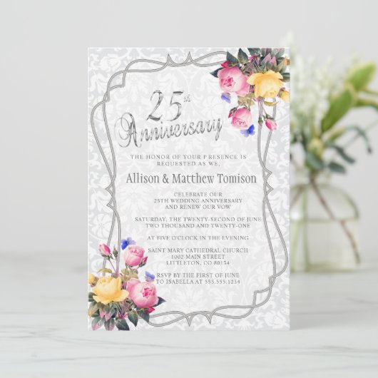 25e Silver Spring Wedding Jubileum | DIY-tekst Kaart (Staand voorkant)