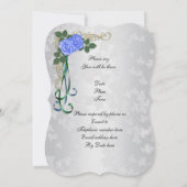 25e Silver-verjaardagsuitnodiging Blauwe rozen Kaart (Achterkant)