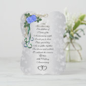25e Silver-verjaardagsuitnodiging Blauwe rozen Kaart (Staand voorkant)