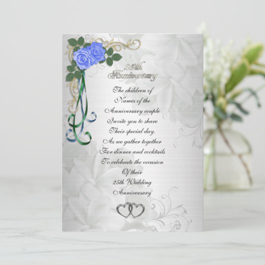 25e Silver-verjaardagsuitnodiging Kaart (Staand voorkant)