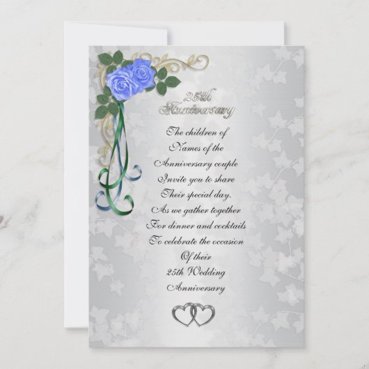 25e Silver-verjaardagsuitnodiging Kaart (Voorkant)