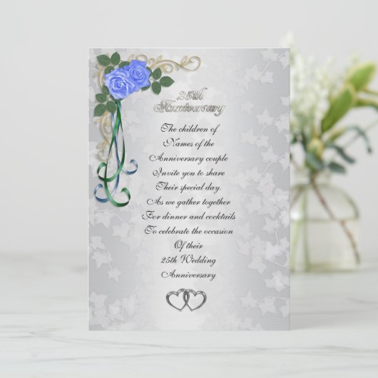 25e Silver-verjaardagsuitnodiging Kaart (Staand voorkant)