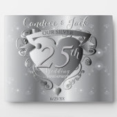 25e Silver Wedding Jubileum 3D Heart Emblem Pl Fotoplaat (Voorkant)
