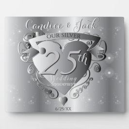 25e Silver Wedding Jubileum 3D Heart Emblem Pl Fotoplaat