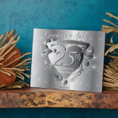 25e Silver Wedding Jubileum 3D Heart Emblem Pl Fotoplaat (Zijkant)