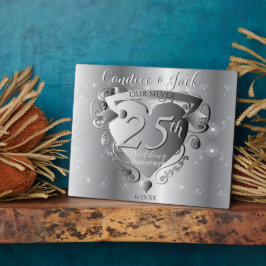 25e Silver Wedding Jubileum 3D Heart Emblem Pl Fotoplaat