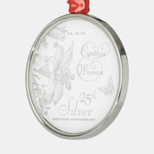 25e Silver Wedding Jubileum - Aangepaste keepslag Metalen Ornament (Links)
