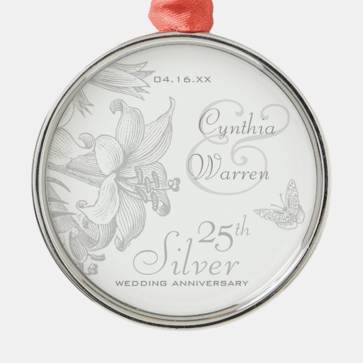 25e Silver Wedding Jubileum - Aangepaste keepslag Metalen Ornament (Voorkant)