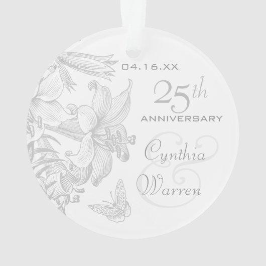 25e Silver Wedding Jubileum - Aangepaste keepslag Ornament (achterkant)