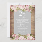 25e Silver Wedding Jubileum Boho Rustic Rozen Kaart (Voorkant)