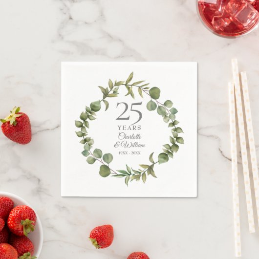 25e Silver Wedding Jubileum Greenery Garland Servet (Insitu)