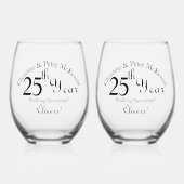 25e Silver-Wedding Jubileum Handtekening Wijnglas Zonder Voet (Voorkant)