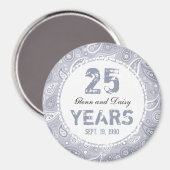 25e Silver Wedding Jubileum Paisley Pattern Magneet (Voorkant / Achterkant)