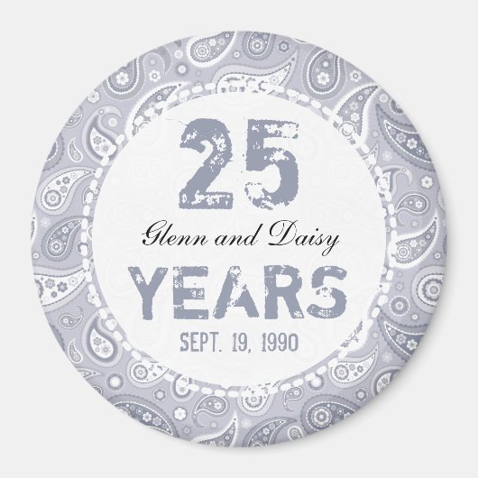 25e Silver Wedding Jubileum Paisley Pattern Magneet (Voorkant)