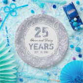 25e Silver Wedding Jubileum Paisley Pattern Papieren Bordje (Feest)